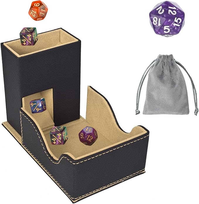 Dice Tower and Tray, Portable Commander Deck Box, Foldable Dice Storage Box by Stepane