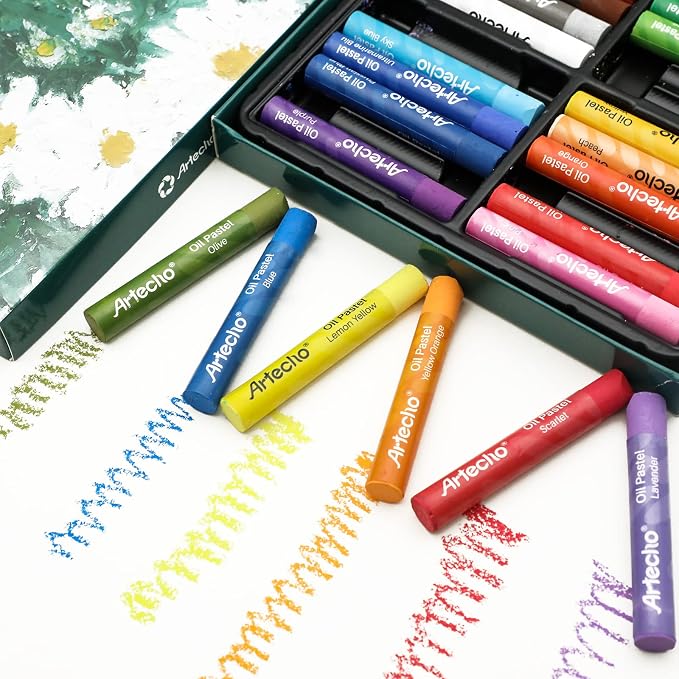 Artecho Oil Pastels Set of 24 Colors, Soft Oil Pastels - Image 4