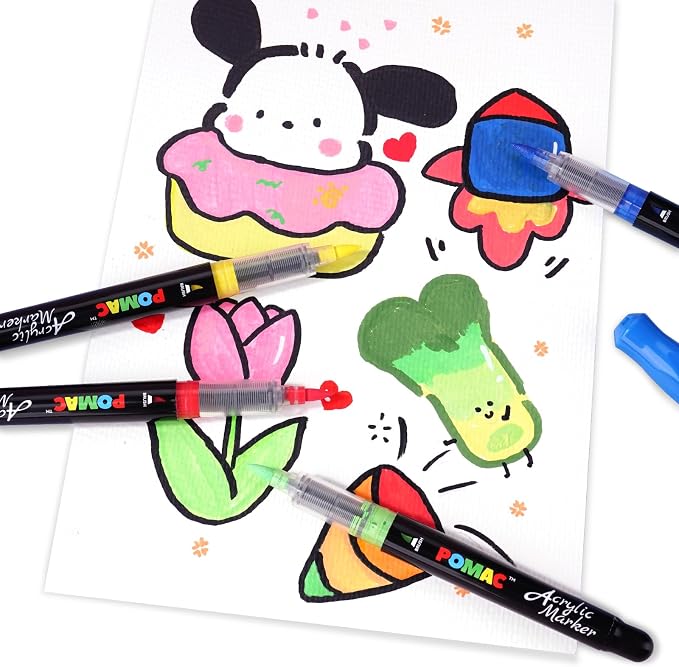 POMAC Liquid Acrylic Paint Markers 24 Colors, Waterproof Paint Marker Pens - Image 7