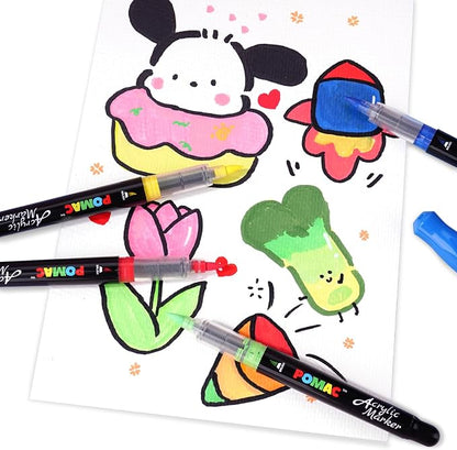 POMAC Liquid Acrylic Paint Markers 24 Colors, Waterproof Paint Marker Pens - Image 7