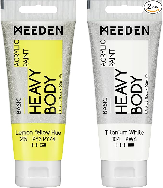 MEEDEN Acrylic Paint Lemon Yellow Hue: 100ml/3.38oz Heavy Body Acrylic Paint by MEEDEN
