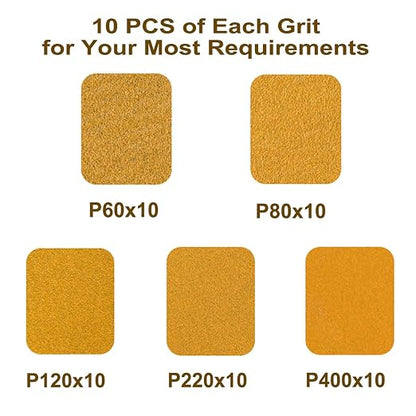 5-Inch 8-Hole Hook and Loop Sanding Discs, 60/80/120/220/400 Assorted Grits - Image 3