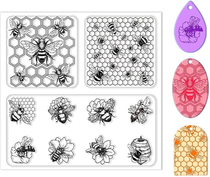 CHGCRAFT Polymer Clay Texture Sheets Bee Pattern Polymer Clay Texture Mat by chgcraft