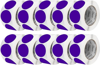 Perco Purple 3-Inch Perforated Circle Dot Sticker Labels — 10 Rolls, 000 Round by Perco