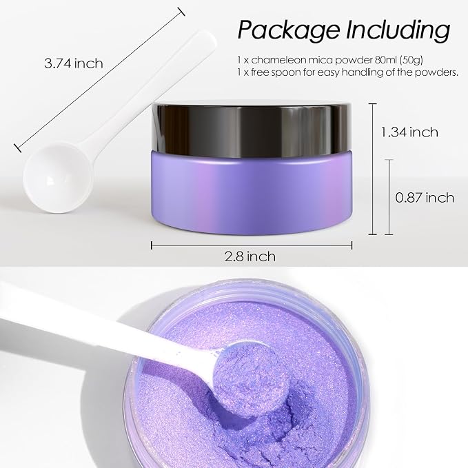 Ceya Highly Chameleon Mica Pigment, 1.8oz/ 50g Purple Shadow Chrome Powder - Image 4