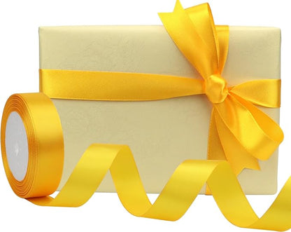 Yellow Solid Satin Ribbon 1 Inch 25 Yards Solid Polyester Fabric Ribbon - Image 5