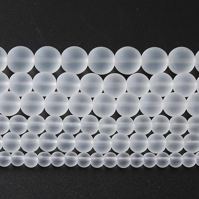 32pcs 12mm Frost White Crystal Glass Beads by NaturalStoneBeads