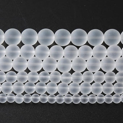 32pcs 12mm Frost White Crystal Glass Beads by NaturalStoneBeads