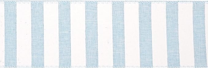 MEEDEE Blue White Stripe Ribbon 2.5 Inch Light Blue Wired Ribbon - Image 8