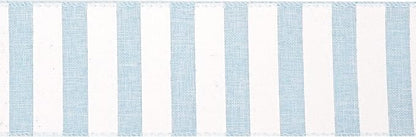 MEEDEE Blue White Stripe Ribbon 2.5 Inch Light Blue Wired Ribbon - Image 8