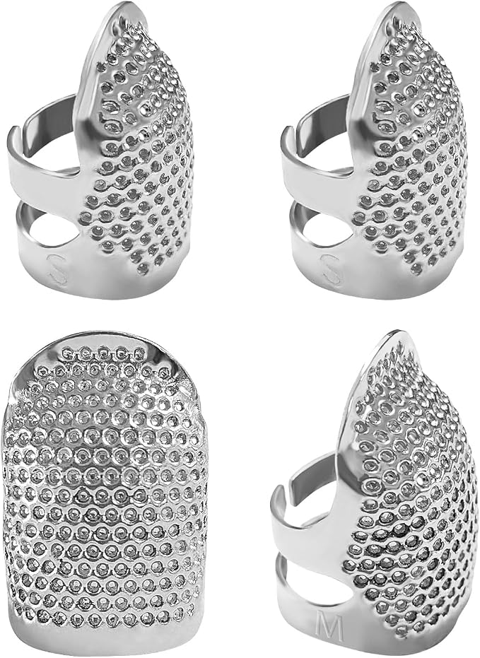 FR 4 Pack Thimble Finger Protector, Adjustable Metal Shield by Unknown