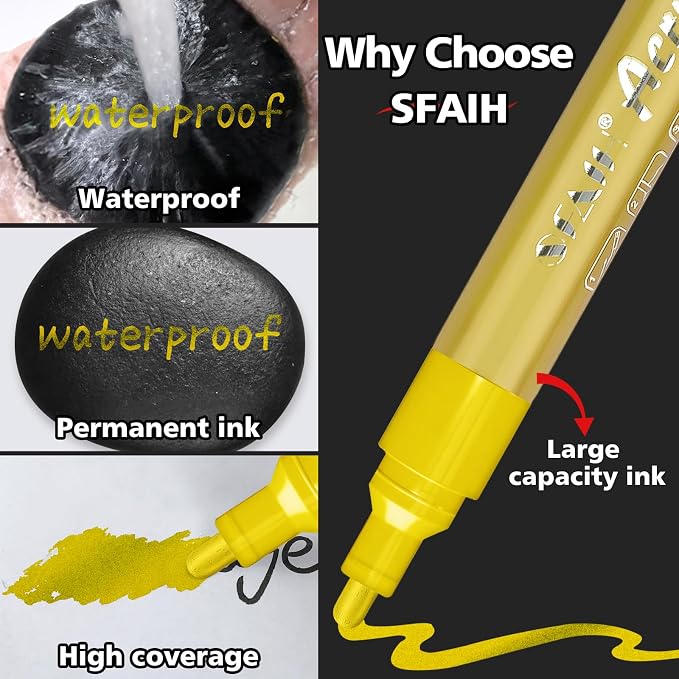 SFAIH Gold & Silver Acrylic Paint Markers - Image 3