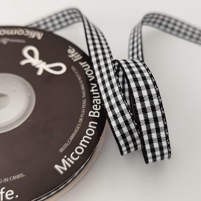 Buffalo Check Ribbon Black and White Gingham Ribbon 25 Yards - Image 6