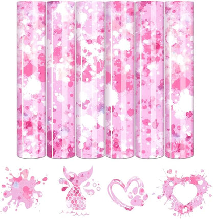 Tintnut Pink White Splash Heat Transfer Vinyl by Tintnut