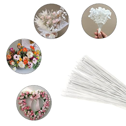 DECORA 18 Gauge White Floral Stem Wire 16 inch, 50/Package - Image 4