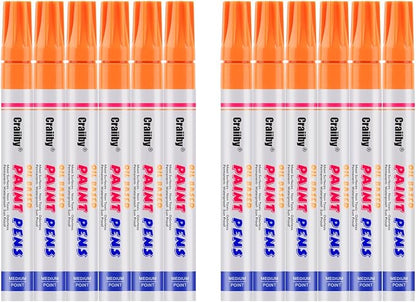 Orange Paint Markers, 12 Pack Oil-Based Waterproof Quick Dry Permanent Paint by Craiiby
