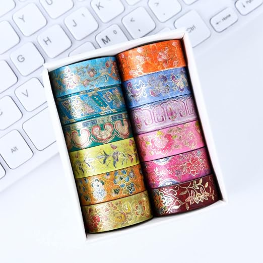 12 Rolls Vintage Washi Tape Set, Bullet Journal, DIY Crafts, Gift Wrapping - Image 5