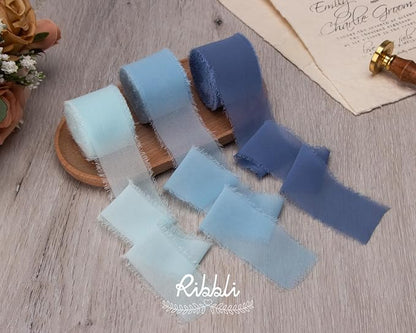 Ribbli Chiffon Ribbon 1.5 inch x 30 Yard Handmade Silk Ribbon, Light Blue/Baby - Image 6