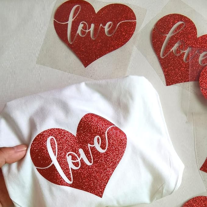 Red Glitter HTV Heat Transfer Vinyl Bundle 8 sheets-12 x12 Iron on Vinyl - Image 5