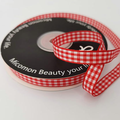 Red and White Gingham Ribbon 25 Yards Each Roll 100% Polyester - Image 4
