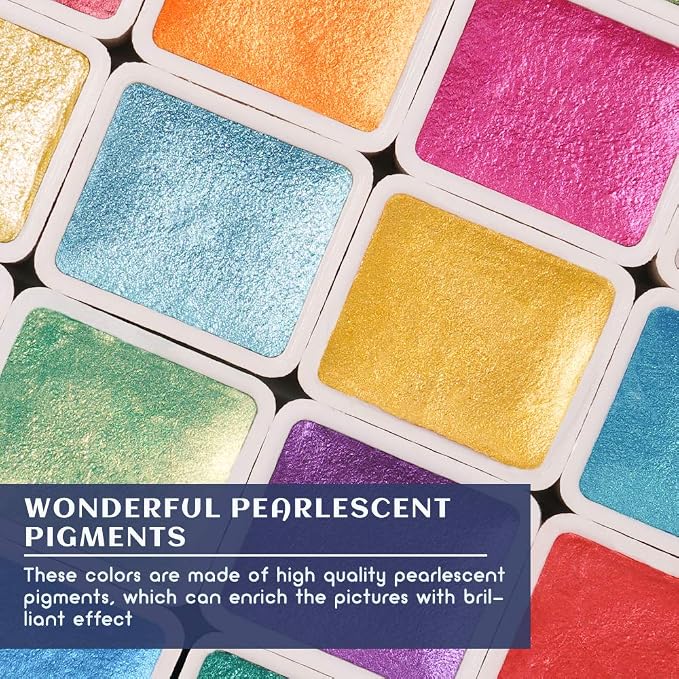 Paul Rubens Artist Grade Watercolor Set, 48 Colors Glitter Metallic Paints - Image 4