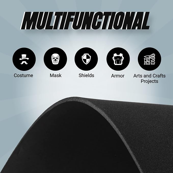 24 Ct Sheets Black EVA Cosplay Foam in 9” x 12’’ Sheets; High Density Thick - Image 4