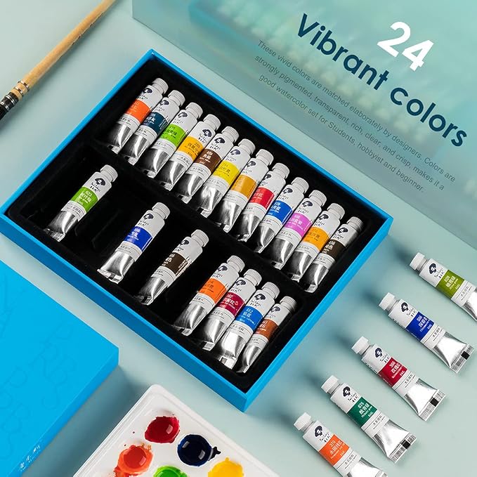 Paul Rubens Watercolor Paint, 24 Vibrant Colors Highly Pigmented, 5ml Each Tube - Image 9