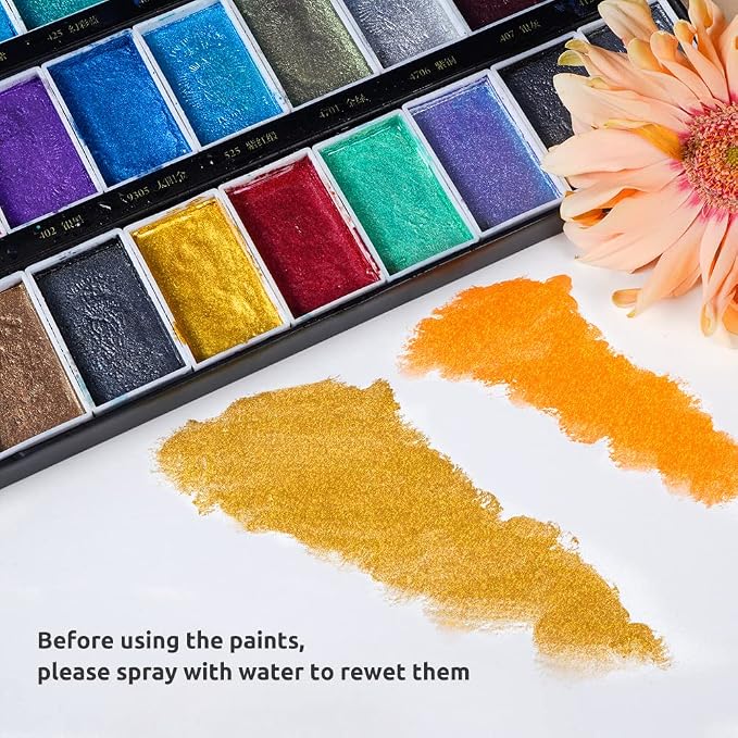 Paul Rubens Watercolor Paint Set, 36 Classical Glittery Colors Solid Paints - Image 4