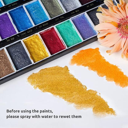 Paul Rubens Watercolor Paint Set, 36 Classical Glittery Colors Solid Paints - Image 4
