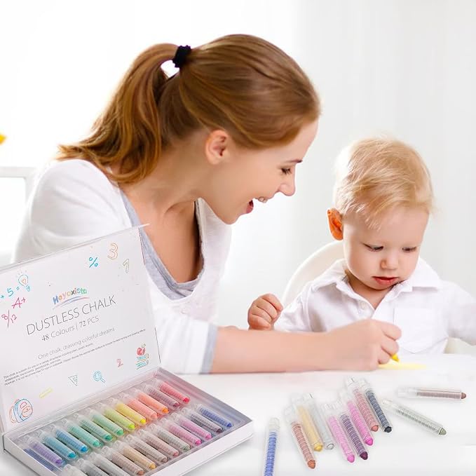 72Pcs Colored Dustless Washable Drawing Chalk Artists Set - Image 9