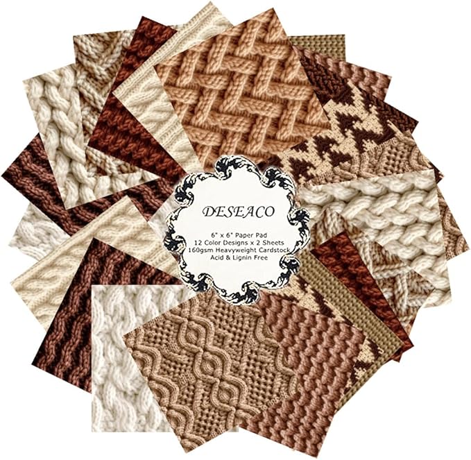 24 Sheets Knitting Wool Decorative Scrapbooking Paper Pad 6x6 Craft Paper by SXUSALLC