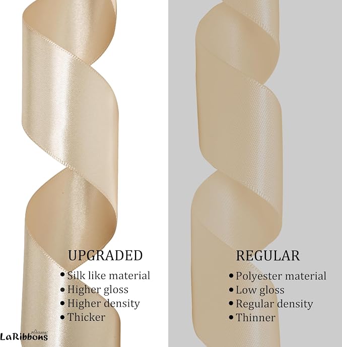 LaRibbons Nude Satin Ribbon 1 1/2 Inch 50 Yards Luxury Double Faced Ivory Silk - Image 8