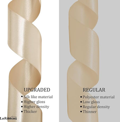 LaRibbons Nude Satin Ribbon 1 1/2 Inch 50 Yards Luxury Double Faced Ivory Silk - Image 8
