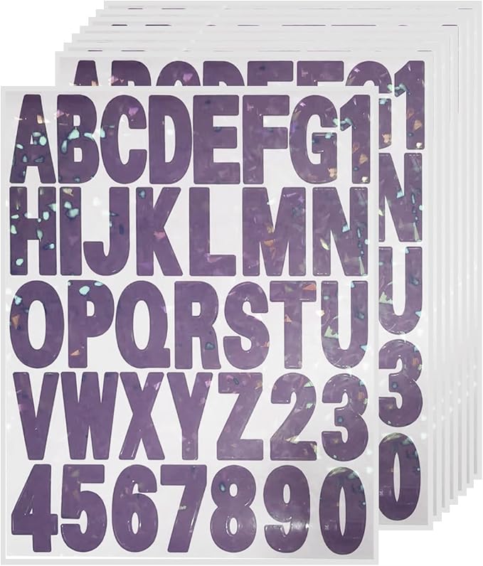 Starboling Letter Stickers, 2 inch 8 Sheets Purple Alphabet Sticker, Self by Starboling