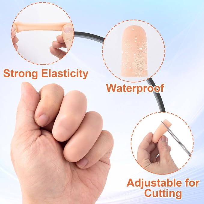 PAGOW 20 Pcs Gel Finger Support Protector Caps Gloves, Silicone Fingertips - Image 3