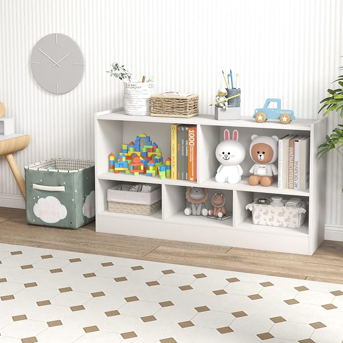 Toy Storage Organizer, 2-Tier Kids Bookshelf, 5 Cube Kids' Bookcases, Cabinets - Image 2