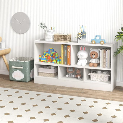 Toy Storage Organizer, 2-Tier Kids Bookshelf, 5 Cube Kids' Bookcases, Cabinets - Image 2