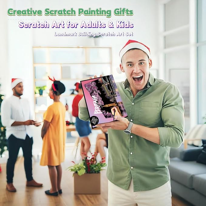 Scratch Art Painting Kit for Adults-8 Sheets A4 Rainbow Scratch Painting Paper - Image 5