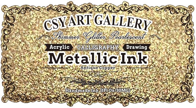 CSY Art Gallery Metallic Acrylic Inks-Calligraphy Ink-Gold Glitter Craft Paint - Image 2