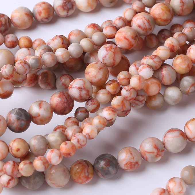 60PCS 6MM Red Network Stone Beads Energy Healing Beads - Image 3