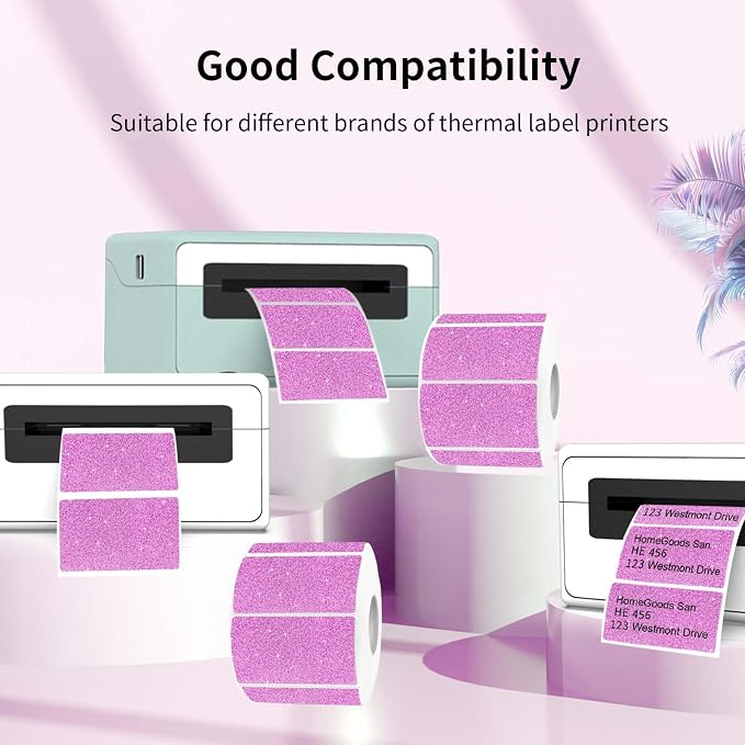 2.25"x1.25" Holographic Thermal Labels Stickers, Glitter Direct Thermal Printer - Image 4