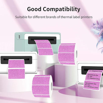 2.25"x1.25" Holographic Thermal Labels Stickers, Glitter Direct Thermal Printer - Image 4