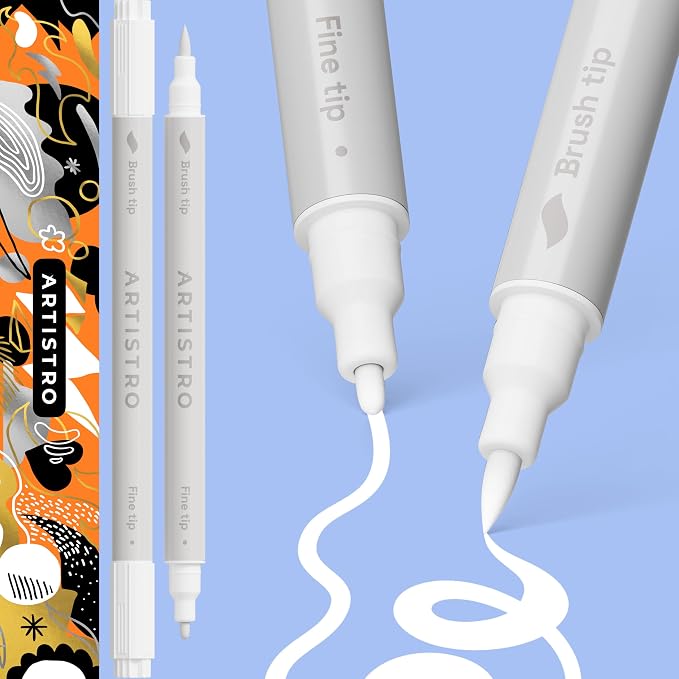 ARTISTRO 2 White Dual-Tip Acrylic Paint Pens by ARTISTRO