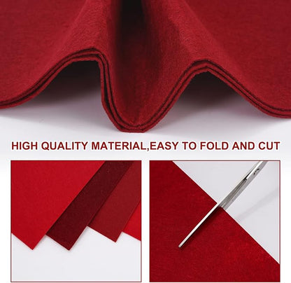 Whaline 18Pcs Felt Fabric Sheets Soft Thick Assorted Red Craft Felt Pack - Image 3