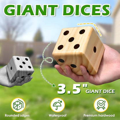 ropoda 3.5" Giant Wooden Yard Dice Set - Image 6