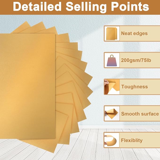 40 Sheets Gold Shimmer Cardstock 8.5 x 11 Certificate Paper, 75lb Craft Paper - Image 3