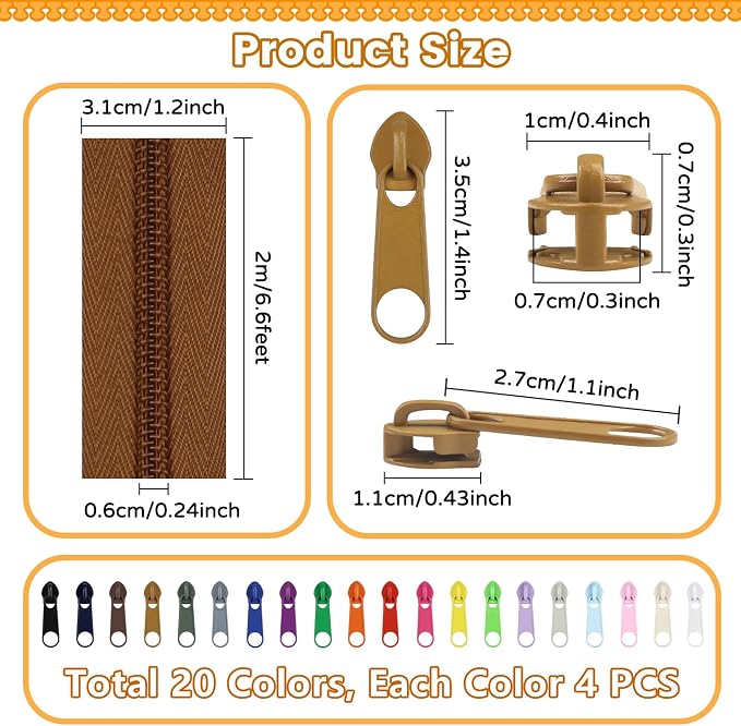 DOITEM 44.4 Yards/ 40 m 20 Pieces Assorted Colors #5 Nylon Coil Zippers - Image 3