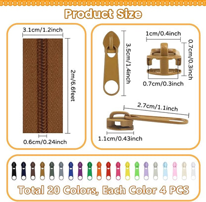 DOITEM 44.4 Yards/ 40 m 20 Pieces Assorted Colors #5 Nylon Coil Zippers - Image 3
