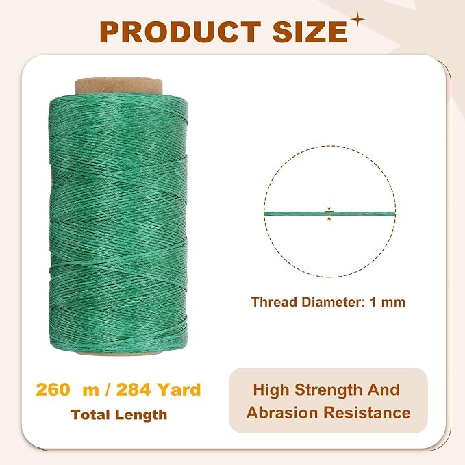 PATIKIL 284 Yard Flat Waxed Thread 150D 1mm Leather Sewing Cord - Image 2