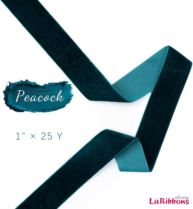 LaRibbons Thin Velvet Ribbon 1 Inch x 25 Yards, Dark Blue Velvet Ribbon - Image 5